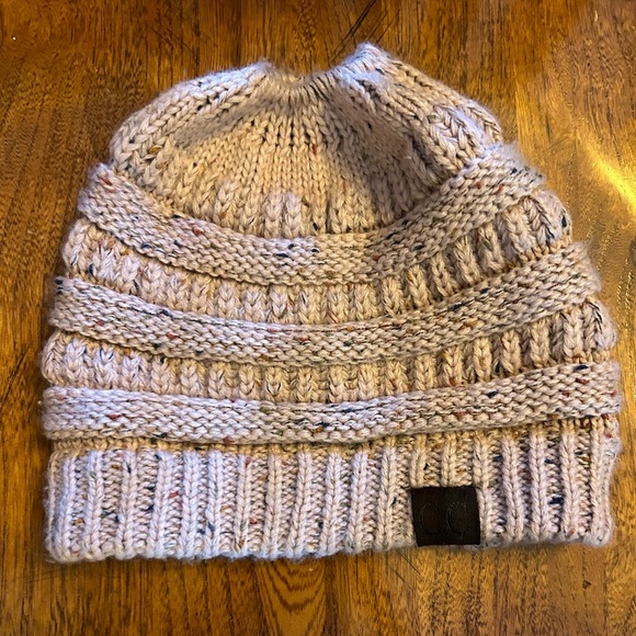 C.C. Pink Knitted Ponytail Hat - Picture 9 of 9